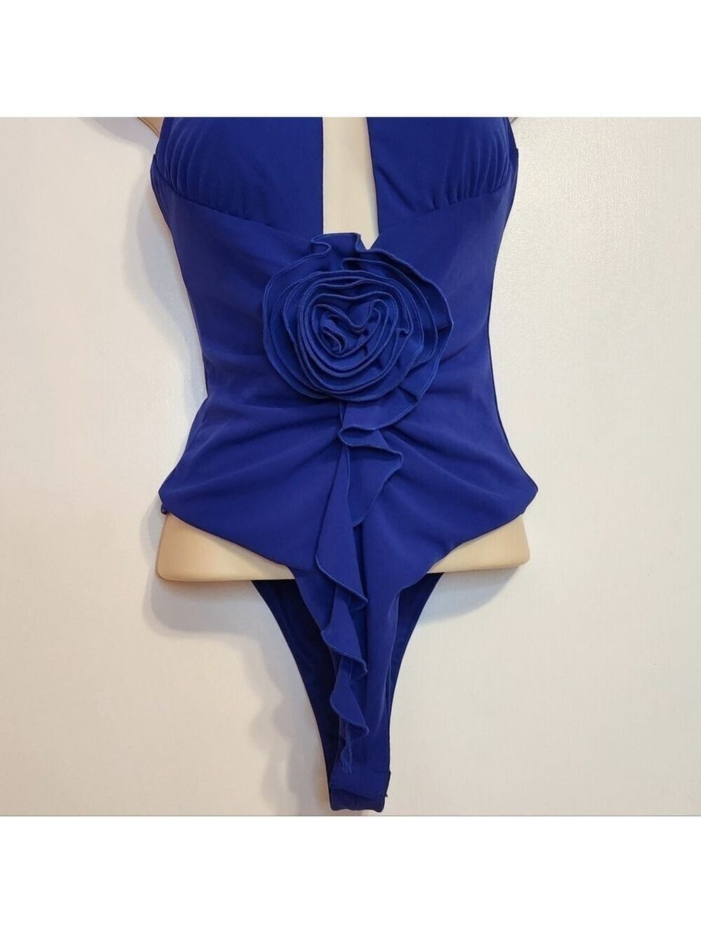 Zara Royal Blue Floral Halter Neck Bodysuit Small - Picture 5 of 11
